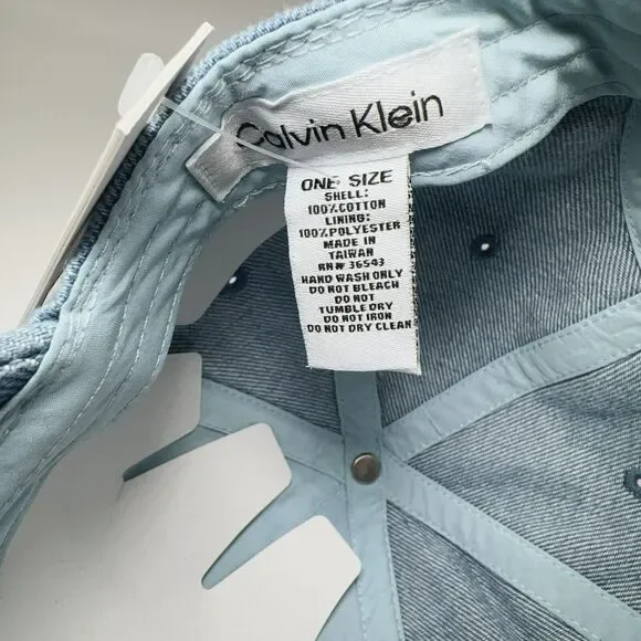 Calvin Klein CK Washed Denim Embroidered Logo Baseball Cap Unisex Hat NWT - Picture 5 of 8